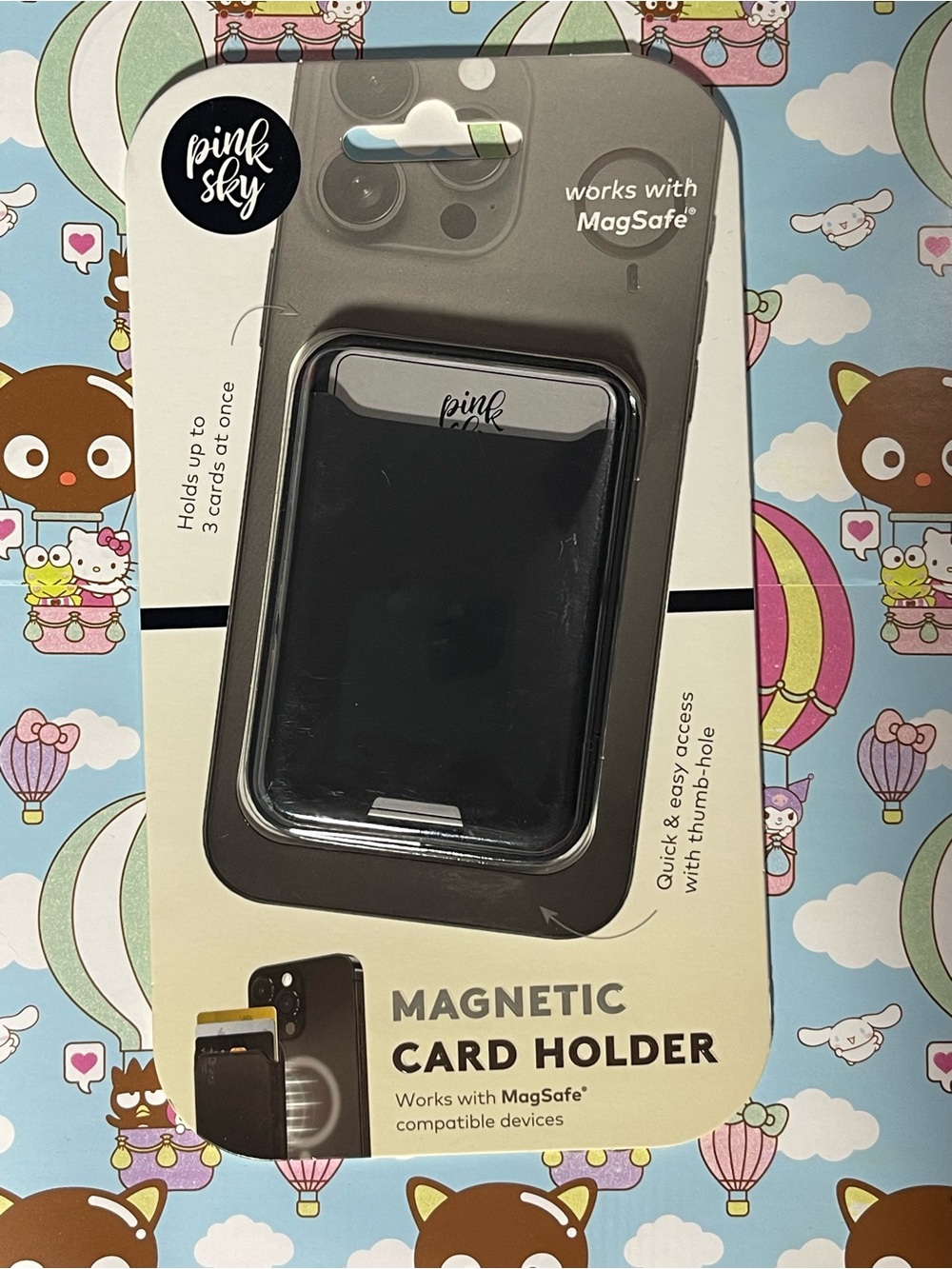 Pink Sky Magnetic Card Holder for MagSafe - Black